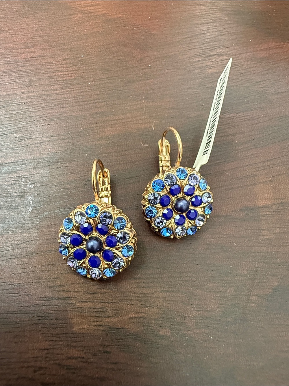 Mariana Rose Gold-Tone Blue and Tanzanite Purple Crystal Floral Drop Earrings